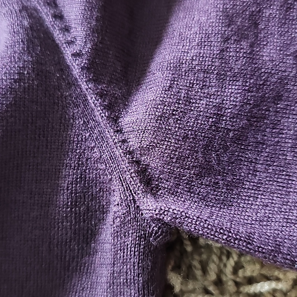 Akris Punto Wool Cardigan Faux Layered Blouse Button Up 10 Purple - Picture 7 of 10